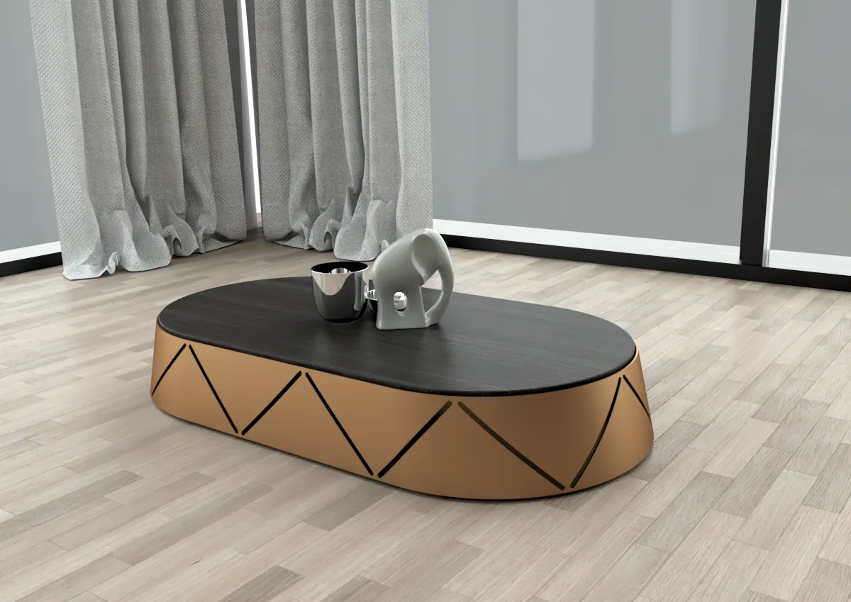 Tavolino da caffè ovale con motivo geometrico